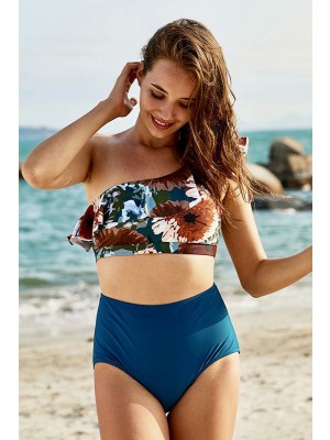 Aquanora Ensemble Bikini Taille Haute à Imprimé Floral Vert