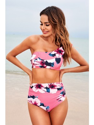 Aquanora Ensemble Bikini Taille Haute à Imprimé Floral Rose