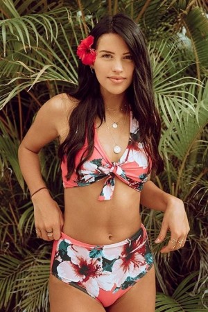 Aquanora Ensemble Bikini Taille Haute à Nouer Sur Le Devant à Imprimé Floral