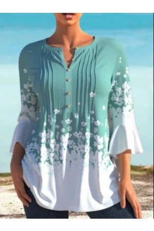 Tops Décontractés À Col En V Et À Fleurs