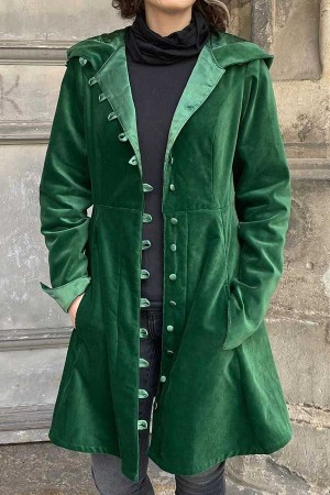 Short Women Velvet Coat Green