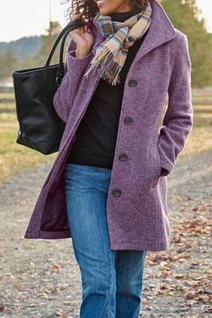 Classic Solid Color Wool Coat
