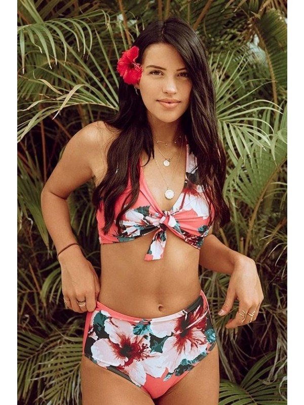 Aquanora Ensemble Bikini Taille Haute à Nouer Sur Le Devant à Imprimé Floral