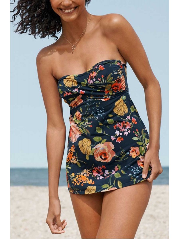 Aquanora Robe De Bain Froncée à Fleurs  Bouquet