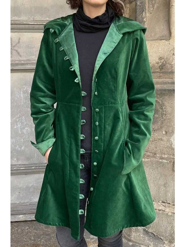 Short Women Velvet Coat Green