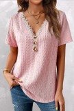 Twisted Pink V Neck Short Sleeve T Shirt