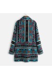 Ethnic Print Long Sleeve Thick Vintage Coat