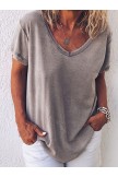 Casual Short Sleeve Gray TShirt