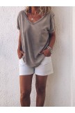 Casual Short Sleeve Gray TShirt