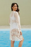 AquaNora White Open Front Long Sleeve Kimono Lace Cover Up