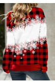 Red Drawstring Plus Size Christmas Print Sweatshirt