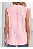 Pink Button V Neck Tank Top