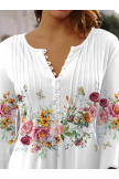 Floral V Neck Regular Fit Casual Tunic TShirt