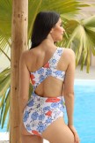 AquaNora Floral Print One Shoulder Onepiece Swimsuit