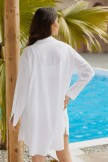 AquaNora Solid White Long Sleeves Oversize Tunic Cover Up