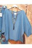 Comfortable Loose Print 3/4 Sleeve Two Piece Suit
