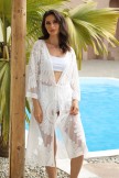 AquaNora White Open Front Sunflower Crochet Cover Up