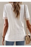 White Patchwork Short Sleeve V Neck T Shirt