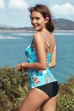 AquaNora Blue Floral Print Adjustable Straps Slimming Tankini Set