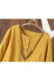 Women's 3/4 Sleeve Cotton Linen Jacquard Blouses Top Tshirt