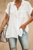 Relaxed Fit Collared Short Sleeve BUTTON DOWN Blouse