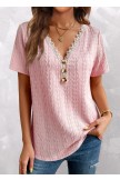 Twisted Pink V Neck Short Sleeve T Shirt