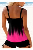 Cross Front Ombre Rose Red Tankini