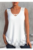 Lace White V Neck Tank Top