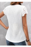 Lace White V Neck Short Sleeve T Shirt