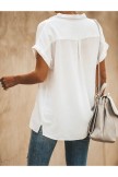 Relaxed Fit Collared Short Sleeve BUTTON DOWN Blouse