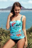 AquaNora Blue Floral Print Adjustable Straps Slimming Tankini Set