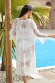 AquaNora White Open Front Sunflower Crochet Cover Up