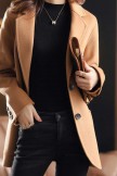 Casual Loose Solid Color Singlebreasted Woolen Coat