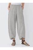 Summer Pockets Striped Casual Capri Pant