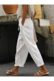 Solid Color with Pockets Sashes Loose Pants