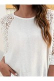 Round Neck Solid Lace Basic Blouse